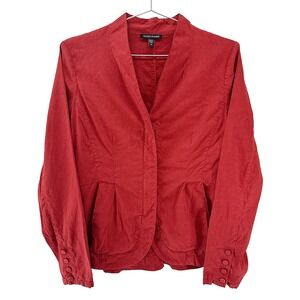 EILEEN FISHER Linen Blend Zip Front Jacket / Unstructured Blazer • XS‎ • red